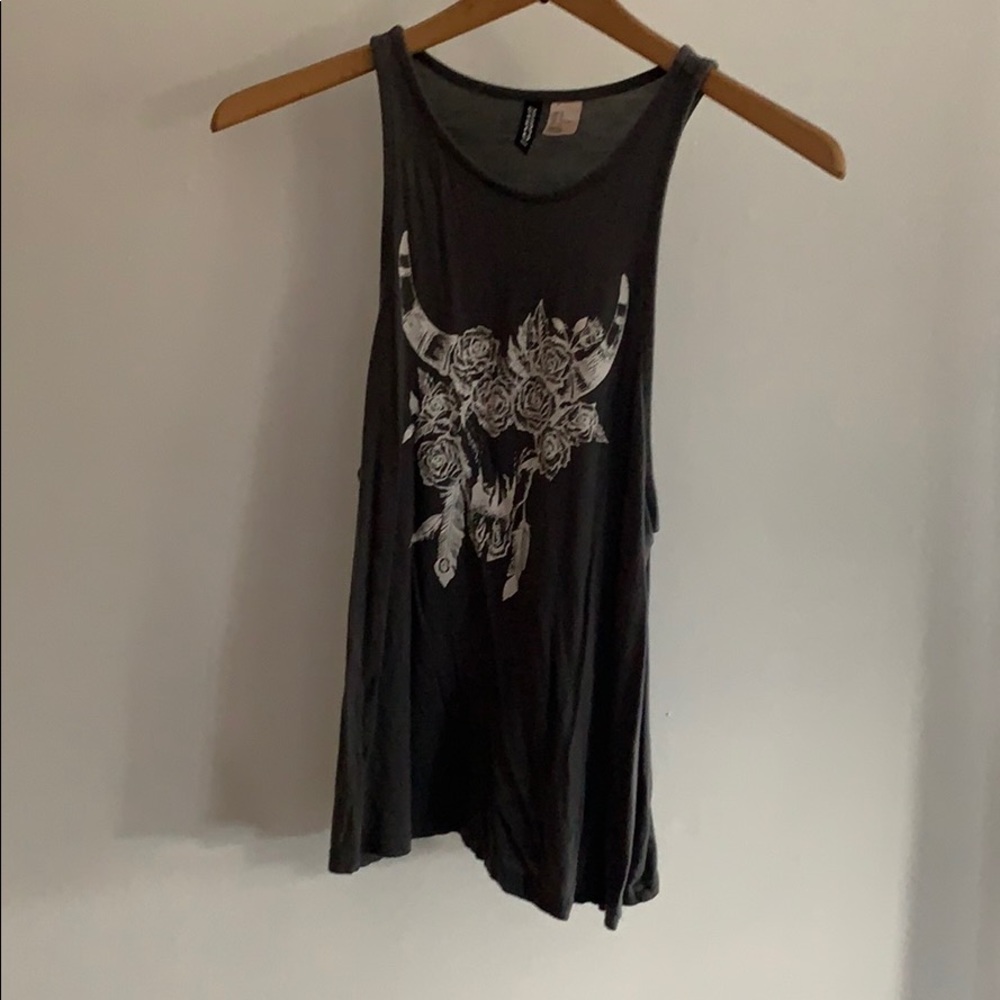 Cow scull floral tank top